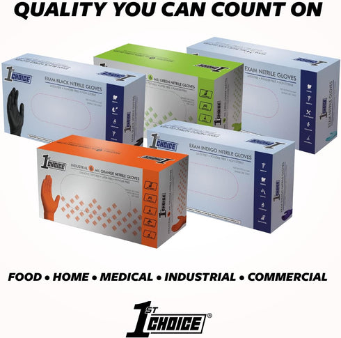 1st Choice 6 mil Nitrile Gloves, Disposable Mechanic Gloves Latex Free with Raised Diamond Texture