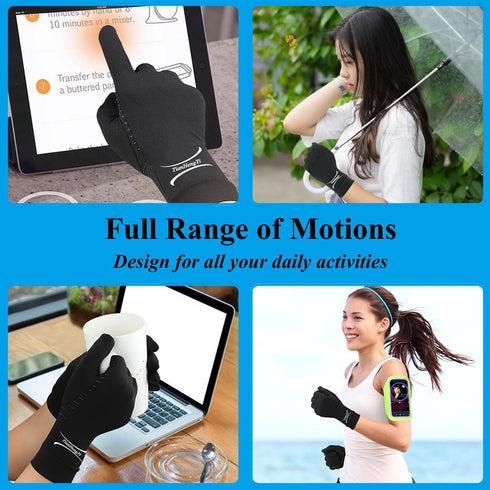 2 Pairs Copper Arthritis Gloves, Full Finger Compression Gloves for Hand Pain Relief, Touch Screen, Medium