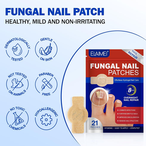 ISUNRISE 21 8-Hour Nail Repair Patches Pcs, Toenail Treatment Extra Strength, Overnight Nail Treatment for Damaged