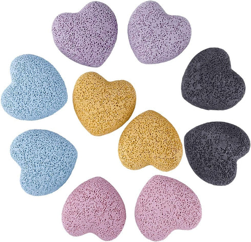 rockcloud Colorful Lava Rock Stone Heart Shape Pocket Stones Dyed Lava Rocks