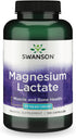 Swanson Magnesium Lactate Mineral Supplement for Muscle and Bone Health Support - 120 Capsules, 84mg Each