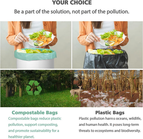 AYOTEE Biodegradable 8 Gallon Trash Bags, Compostable Medium Trash Bags, Unscented Leak Proof Bags for Office, Home,