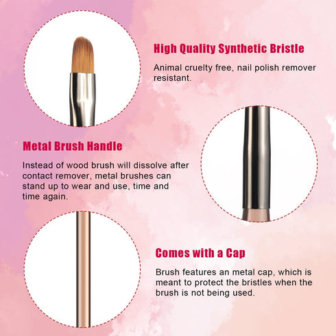 2pcs Nail Clean Up Brushes, Painting Brushes with Round & Angled Head for Nail Art Design (Tea Brown)