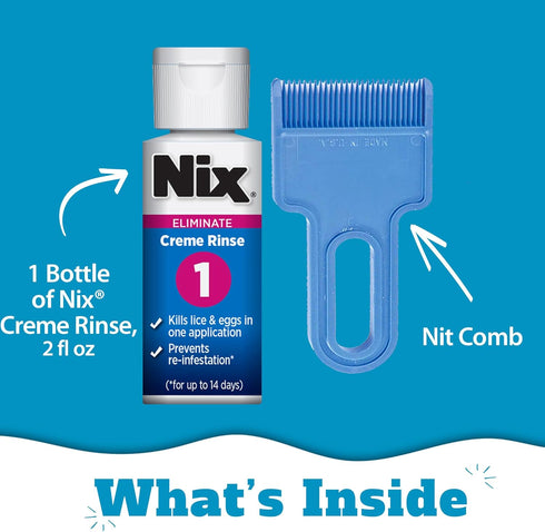Nix Lice Killing Creme Rinse - Extra Strength and Lice Comb, 2 Fl Oz