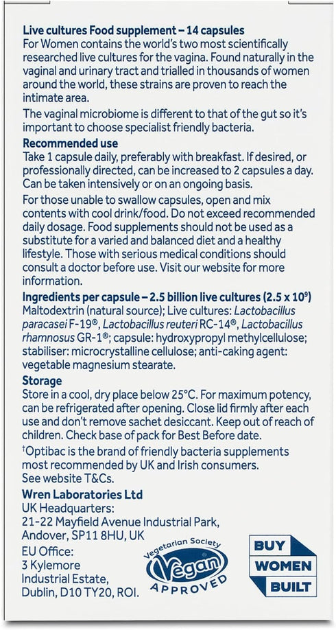 Optibac Probiotics 2.3 14 OptiBac for Women | Daily Oral Billion Friendly Bacteria Natural Female Supplement for The