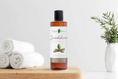 Sandalwood Massage Oil, Made with Jojoba, Vitamin E and Pure Sandalwood Essential Oil, Natural Body & Mind Relaxation