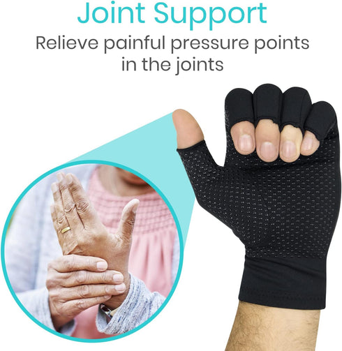 Vive Fingerless Arthritis Gloves for Men & Women, Copper Infused Fabric for Therapeutic Compression