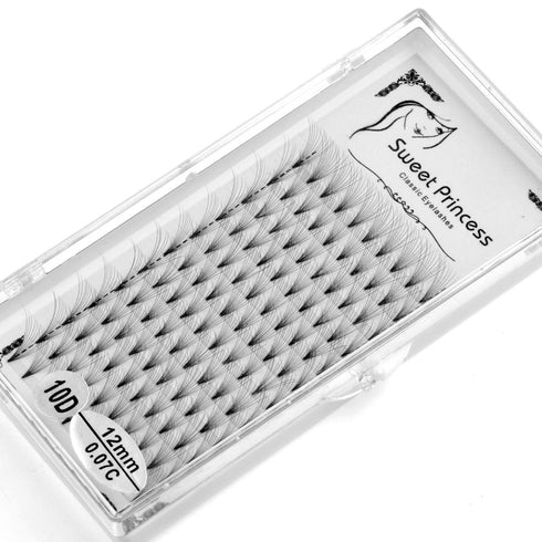 12 Rows, 120pcs 10D Premade Volume Fans Eyelashes Extensions, 0.07mm D Curl Black Soft Individual Lashes (12MM)