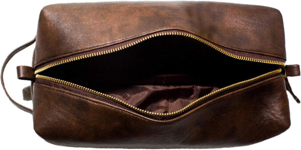 RUBAB MEN Premium Vegan Leather Toiletry Bag - Waterproof Grooming Travel Pouch for Men, Tan Shade