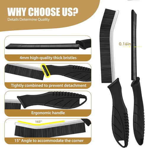 WDRIGE 4Pcs Crevice Cleaning Brushes for Household Use, Grout Cleaner Brush, Hard Bristle Groove, Gap Cleaning Tool