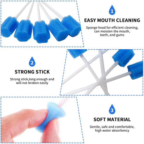50 Pieces Disposable Oral Swabs, Unflavored Mouth Sponge Sticks for Elderly, Kids, Adults Cleaning