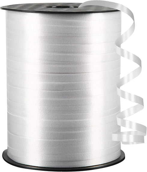 500 Yard White Curling Ribbon for Gift Wrapping, Balloon String, Curly Ribbon, 3/16" for Baby Shower, Christmas