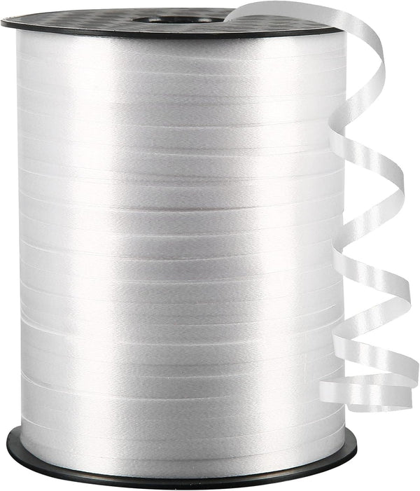500 Yard White Curling Ribbon for Gift Wrapping, Balloon String, Curly Ribbon, 3/16" for Baby Shower, Christmas