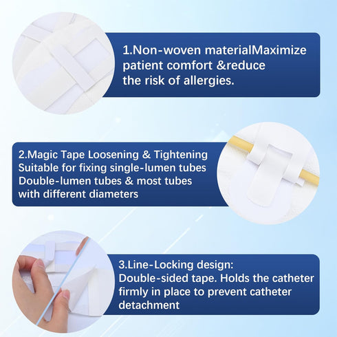 Pack 25 Foley Catheter Stabilization Device, Self Adhesive Catheter Tube Urinary Leg Bag Holder Sticker, Catheter