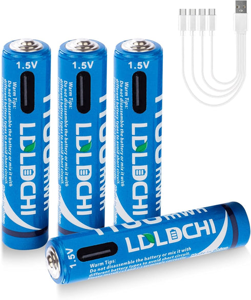 LDLDCHI 1100mWh Triple A Rechargeable Batteries - 4 Pack 1.5V AAA Lithium Batteries,