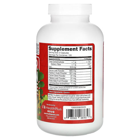 Health Plus Inc Super Colon Cleanse - 530 mg, 240 Capsules, Package may vary