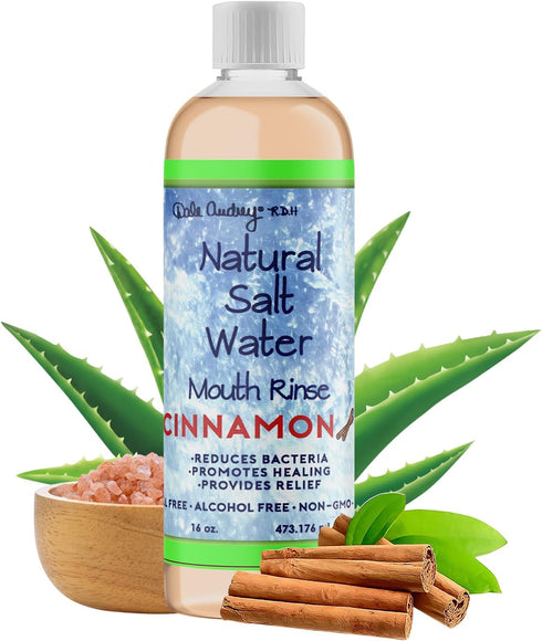 Natural Pink Himalayan Saltwater Mouth Rinse, Organic Cinnamon Flavor, Fluoride Free, 16 FL Oz