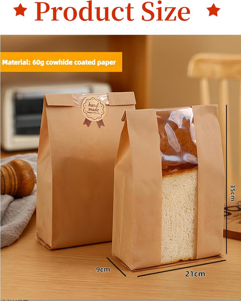 PAVNSO 30 Pcs Bread Bags, Large Paper Toast Bags with Window, Sourdough Bread Bag for Homemade Bread/Gift Giving