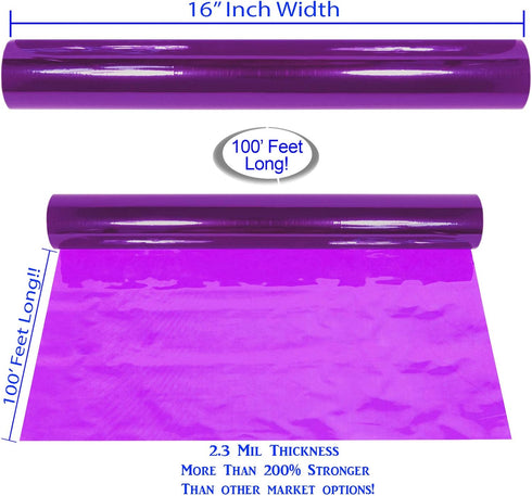 AnapoliZ Purple Cellophane Wrap Roll | 100’ Ft Long X 16” Wide | 2.3 Mil Thick Translucent | Gifts, Baskets, Treats