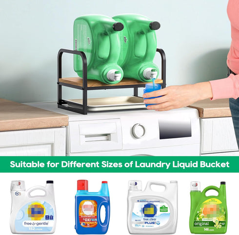 Laundry Detergent Holder Stand, Liquid Detergent Dispenser Shelf Organizer with Cleanable Drip Tray, Liquid Holder