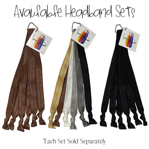 Solid No Crease Elastic Headband Hair Ties, 5/8" Wide, Soft Stretch, Adjustable Size, Brown