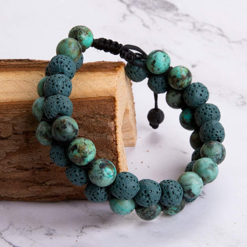 Bivei Aromatherapy Essential Oil Diffuser Bracelet - Lava Stone Bead Gemstone Anxiety Diffuser Bangle Cuff
