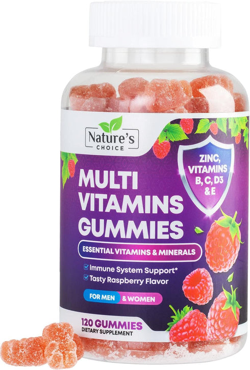 Multivitamin Gummies - Nature's Daily Gummy Multivitamins for Adults with Vitamins A, C, E, B6, B12 - 120 Gummies