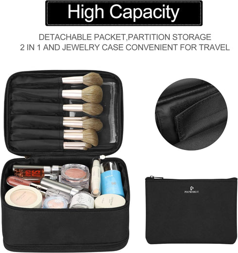 Pocmimut Makeup Bag and Jewelry Bag, Travel Makeup Case for Women 2 in 1 Waterproof Travel Make Up Bag and Jewelry Bag