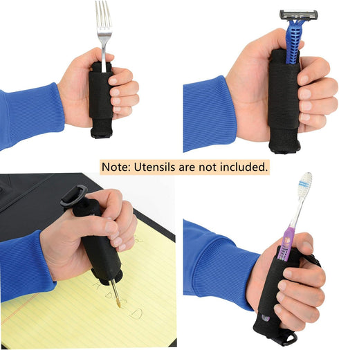 Universal Cuff Adaptive Utensil Holder, Adjustable Hand Strap for Elder Eating Assistance, Elastic Aid for Cutlery