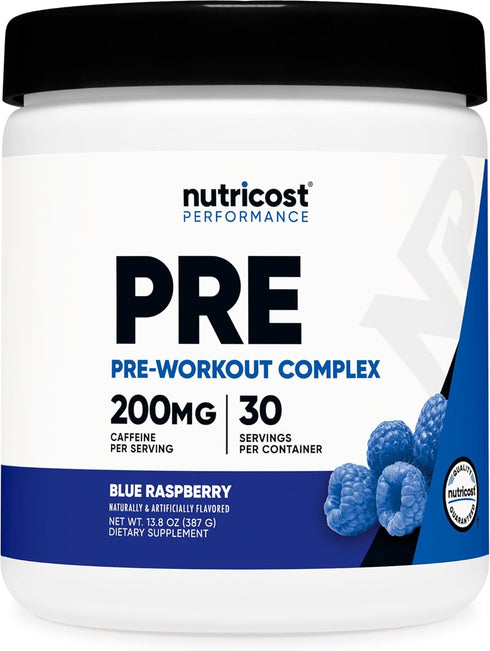 Nutricost Pre-Workout Complex Powder (30 Servings, Blue Raspberry) - Supplement with Beta-Alanine, Taurine & Amino Acids