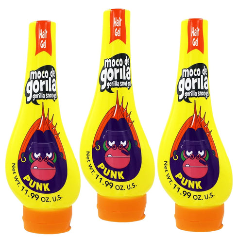 Moco de Gorila Punk Hair Styling Gel, Long-lasting Hold, Reactivates with Water, 3-Pack of 11.99 Oz Each