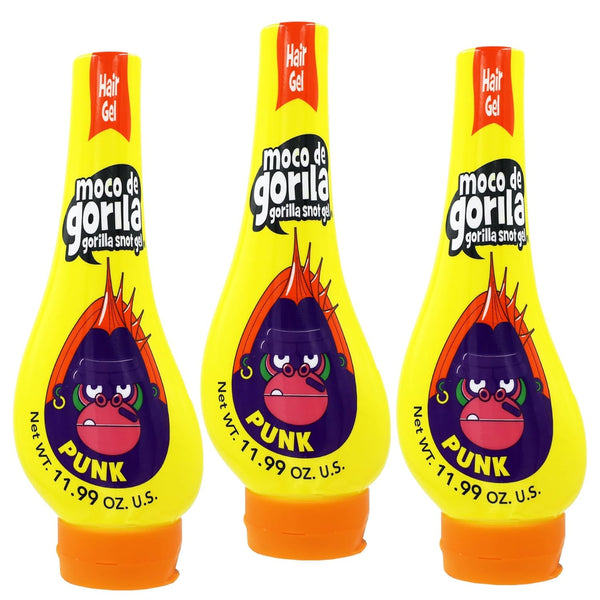 Moco de Gorila Punk Hair Styling Gel, Long-lasting Hold, Reactivates with Water, 3-Pack of 11.99 Oz Each