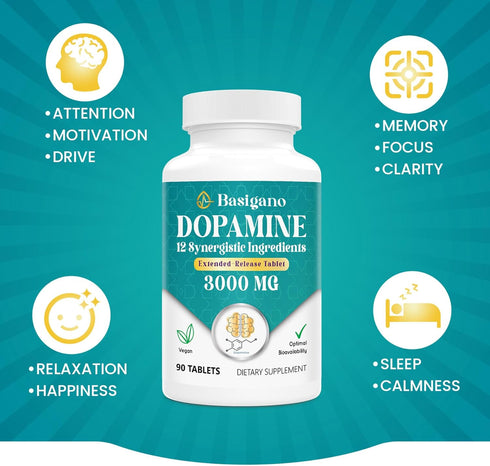 Natural Dopamine Supplement, Gluten-Free, 90 Tablets, Pack of 2