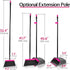 JEHONN Broom with Dustpan Combo Set, Long Handle Lightweight Indoor Broom Set, Upright Standing Dust Pan with Comb Teeth Store Sweep Set for Home Room Kitchen Office Lobby (Rose Red) by JEHONN