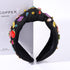 Teacher Headband Accessories, Colorful Rhinestone Crystal Jeweled Black Wide Top Knot Headband