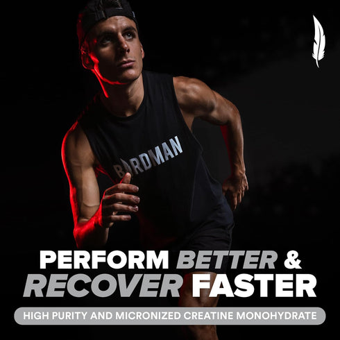 BIRDMAN Micronized Creatine Monohydrate Powder, Muscle Recovery, Caffeine Free, Vegan, Post Workout, Gluten Free, Sugar