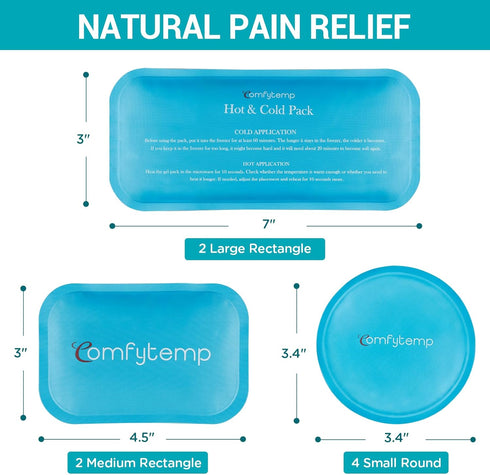 Comfytemp Gel Ice Packs for Injuries, Reusable 8 Pack, FSA HSA Approved, Hot and Cold Compress for Pain Relief, Small