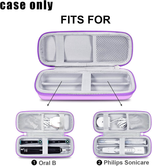 Toothbrush Hard Travel Case Compatible with Philips Sonicare Protectiveclean 4100, 5100, 6100, 6500 (Purple)