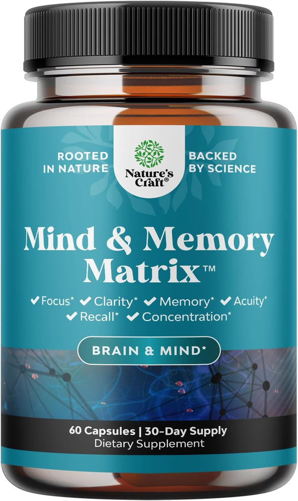 Advanced Nootropics Brain Support Supplement - 30 Servings | Synergetic Mental Energy & Focus | Cognitive Enhancement