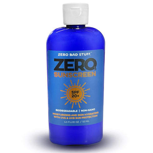 ZERO Natural Sunscreen SPF 20 - UVA/UVB Sunblock for Sport & Daily Use, Coral-Reef Friendly, 4.5oz