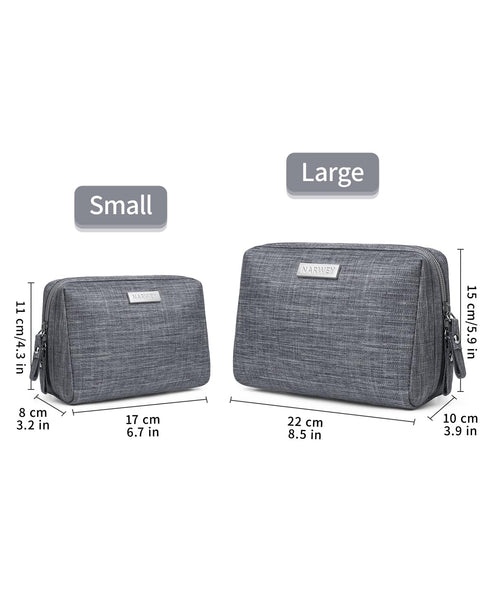 Narwey Small Makeup Bag for Purse - Mini Cosmetic Bag Travel Pouch with Compartments for Women (Small, Grey)