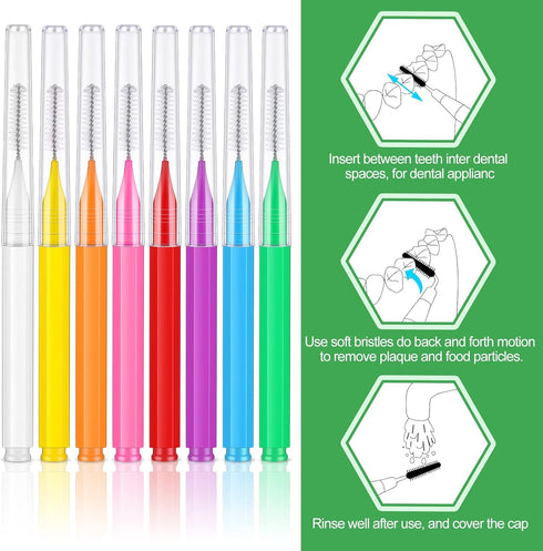 Patelai 80 Pieces Multicolored Braces Brush, Interdental Brush Toothpick Dental Hygiene Tool Kit