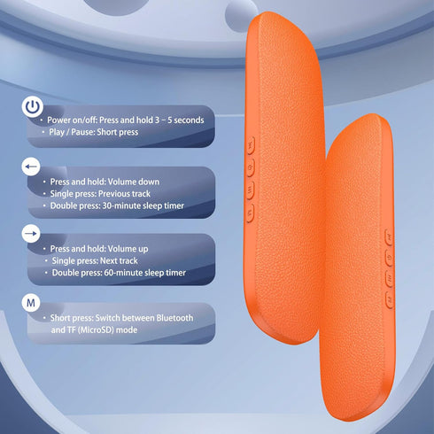 Gummy Glow Bone Conduction Sleep Speaker Under Pillow, Ultra-Thin Non-in-Ear Pillow Speaker with Bluetooth & TF Card
