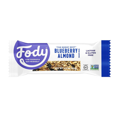 Fody Foods Vegan Protein Nut Bars, 3g Protein Snack Bar, Low FODMAP Certified, Blueberry Almond Bars, 12 Count
