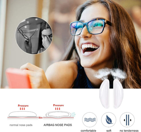 2.5mm Eyeglasses Air Bag Stick on Silicone Nose Pads - Upgrade 10 Pairs for Plastic Frame, Anti-Slip