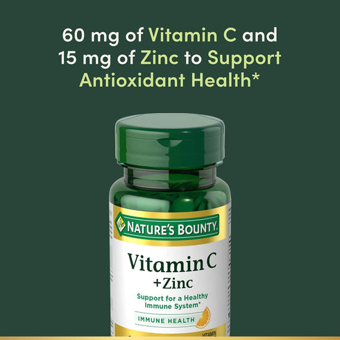 Immune 60 60 Nature's Bounty Vitamin C + Zinc, Vitamin Supplement, Supports Health, mg, Tablets