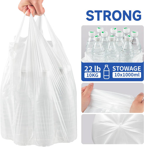 Pets,1.2 50 Count Small Trash Bags with Handles - Ocean Plastic Upcycling - Plastic Garbage Bags, Can Bin & Waste