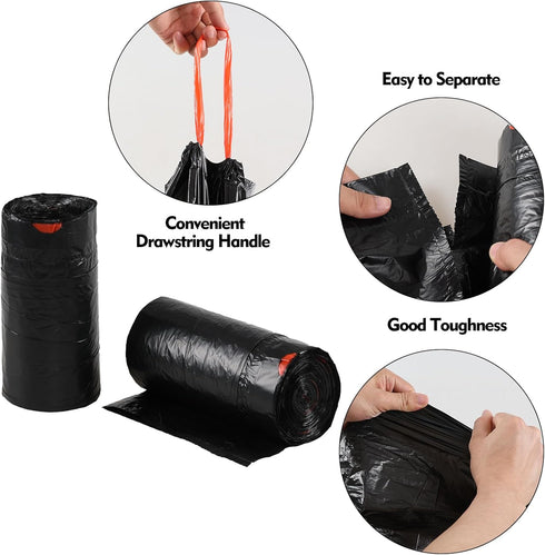 Cand 5 Gallon Drawstring Trash Bags, Garbage Bags, Black, 104 Counts/2 Rolls