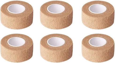 JIAKAI 6pc-1 Inch Wide Skin Colour Elastic Self- Adhesive Bandage Finger Tape,Wrap Bandages,