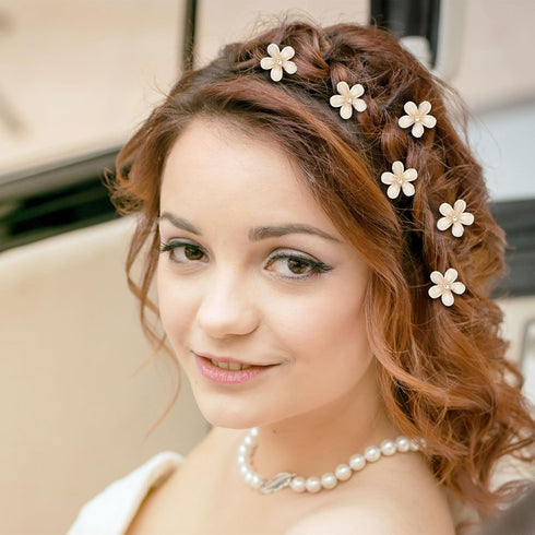 YISSION 20Pcs Mini Flower Hair Clips, Rhinestone Small Flower Hair Claw Clips for Girls & Women